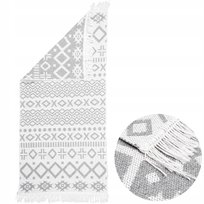 Dywan Boho Kilim Frędzle Nowoczesny Aztecki 60X120Cm Szary Biały