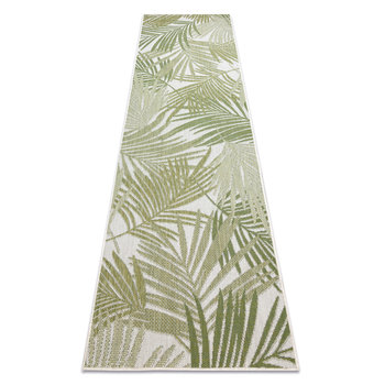 Dywan chodnik SZNURKOWY SIZAL SION Liście Palmy, tropikalny 2837 płaskie tkanie ecru / zielony, 70x250 cm - Dywany Łuszczów
