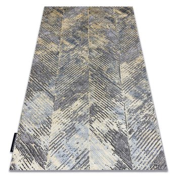 Dywan DE LUXE nowoczesny 2087 Jodełka Chevron vintage przecierany - Strukturalny złoty / szary, 160x220 cm - Dywany Łuszczów