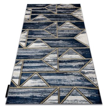 Dywan DE LUXE nowoczesny 462 Geometryczny - Strukturalny granatowy / złoty, 240x340 cm - Dywany Łuszczów