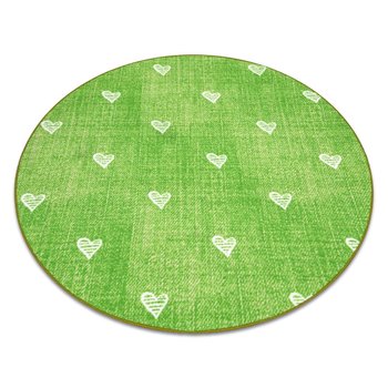Dywan dla dzieci HEARTS koło Jeans przecierany, serca, serduszka, dziecięcy - zieleń, koło 150 cm - Dywany Łuszczów