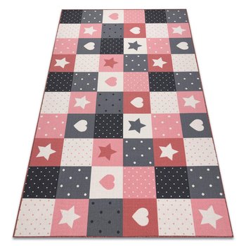 Dywan dla dzieci STARS gwiazdy, gwiazdki, dziecięcy, różowy / szary, 200x250 cm - Dywany Łuszczów
