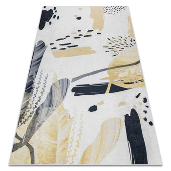Dywan do prania ANDRE 1097 Abstrakcja, antypoślizgowy - biały / żółty, 160x220 cm - Dywany Łuszczów