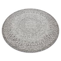 Dywan DYWANY ŁUSZCZÓW SZNURKOWY SIZAL LOFT 21207 Rozeta koło BOHO kość słoniowa/srebrny/taupe, koło 120 cm