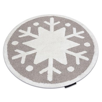 Dywan dziecięcy JOY Koło Snowflake płatek śniegu, dla dzieci - Strukturalny, dwa poziomy runa beż / krem, koło 120 cm - Dywany Łuszczów