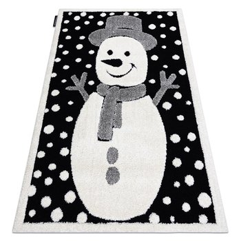 Dywan dziecięcy JOY Snowman bałwanek, dla dzieci - Strukturalny, dwa poziomy runa czarny / krem, 160x220 cm - Dywany Łuszczów