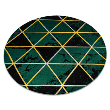 Dywan EMERALD ekskluzywny 1020 koło - glamour, stylowy marmur, trójkąty butelkowa zieleń / złoty, koło 120 cm - Dywany Łuszczów