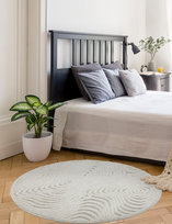 DYWAN OKRĄGŁY BEŻOWY NOWOCZESNY DO SALONU SYPIALNI STRUKTURALNY 120CM