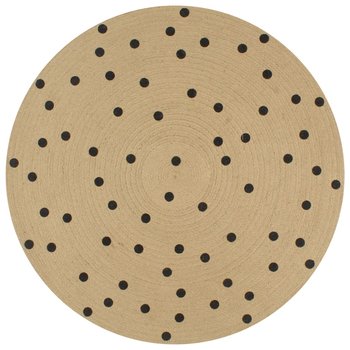 Dywan pleciony z juty vidaXL, okrągły, kropki, jasnobrązowo-czarny, 120 cm - vidaXL