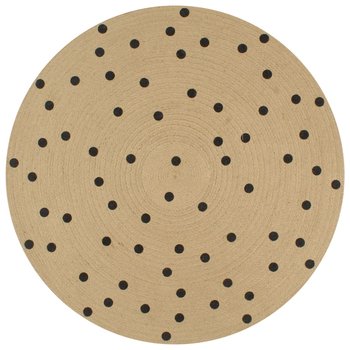 Dywan pleciony z juty vidaXL, okrągły, kropki, jasnobrązowo-czarny, 150 cm - vidaXL