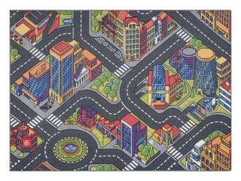 DYWAN REBEL ROADS Urban life 97 Metropolia, ulice dla dzieci antypoślizgowy - szary, 95x200 cm - Dywany Łuszczów