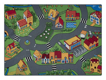 DYWAN REBEL ROADS Village life 90 Osada, dla dzieci antypoślizgowy - szary, 95x133 cm - Dywany Łuszczów