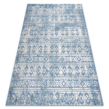 Dywan Strukturalny SOLE D3732 Aztecki, romby - płasko tkany niebieski / beż, 140x190 cm - Dywany Łuszczów