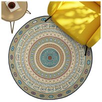 DYWAN ZEWNĘTRZNY TARASOWY OKRĄGŁY BOHO 120CM TKANY KOLOROWY NA BALKON TARAS DO KUCHNI SOLIDNY