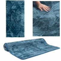 Dywanik Do Sypialni Miękki Chodnik Pluszowy Modny Wzór 60X100Cm Niebieski