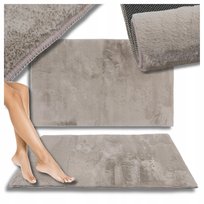 DYWANIK ŁAZIENKOWY BEŻOWY MIĘKKI FUTRZANY CHODNIK DO ŁAZIENKI ANTYPOŚLIZGOWY 40x60cm MAŁY