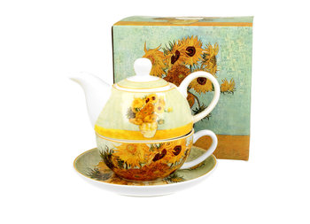 Dzbanek do herbaty porcelanowy z filiżanką i spodkiem DUO Sunflowers Vincent Van Gogh 300 ml - Duo