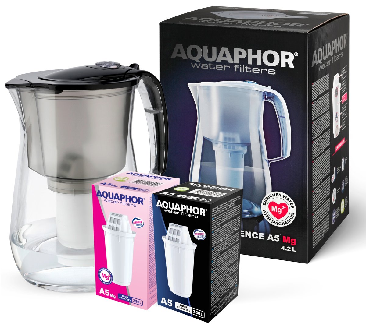 AQUAPHOR Kalk- Und Wasserfilter Filterkanne Provence Schwarz- Inkl