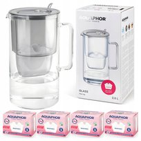 Dzbanek filtrujący szklany Aquaphor Glass Szary + 4 Filtry Maxfor Mg Magnez