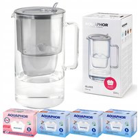 Dzbanek filtrujący szklany Aquaphor Glass Szary + 4 Wkłady Filtry Maxfor