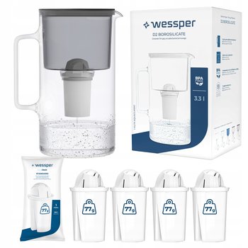 Dzbanek filtrujący szklany Wessper 3,3l Czarny + 5x Filtr aquaclassic - Wessper