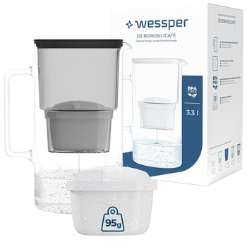 Dzbanek filtrujący szklany Wessper aquamax 3,3l + 2x Filtr Wessper aquamax - Wessper