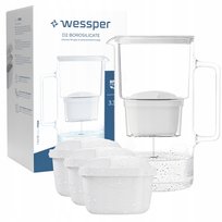 Dzbanek filtrujący szklany Wessper AquaMax 3,3l + 4x Filtr do wody