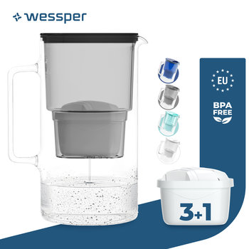 Dzbanek filtrujący szklany Wessper aquamax 3,3l + 4x Filtr Wessper aquamax - Wessper