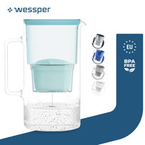 Dzbanek filtrujący szklany Wessper AquaMax 3l + 1x Filtr do wody