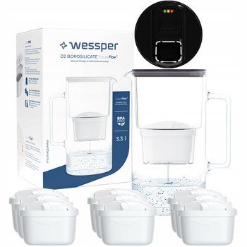 Dzbanek filtrujący Wessper Aquamax 3,3l - Licznik LED + 10x Filtr do wody - Wessper