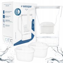 Dzbanek filtrujący Wessper D3 Slim Aquamax 2,7l - zestaw 3x filtr do wody