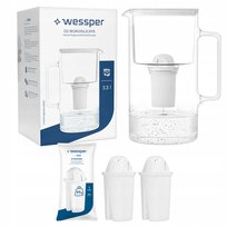 DZBANEK SZKLANY WESSPER D2 BOROSILICATE 3,3l + 3x Filtr Wessper aquaclassic