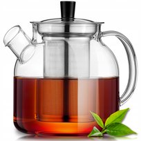 DZBANEK SZKLANY ŻAROODPORNY Z ZAPARZACZEM STALOWYM do herbaty kawy 1500ML