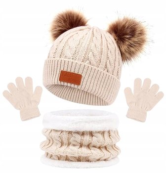 Dziecięca Czapka Komplet Zima Wiosna Jesień Komin Rękawiczki Dziecka 1,5-3L - Edibazzar