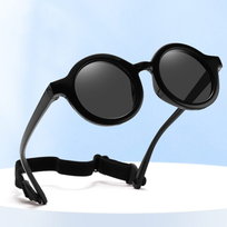 Dziecięce 0-2 lata gumowe okulary przeciwsłoneczne polaryzacyjne z gumką POL-JR-73 czarne