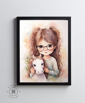 Dziewczynka z konikiem - 30x40 cm - Bez ramy - Harmony Posters