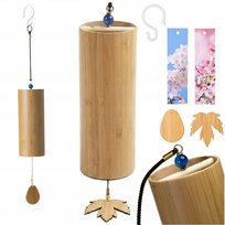 Dzwonki Wietrzne Bambusowe do Ogrodu Tonacja D Czakra Serca Drewniane ZEN