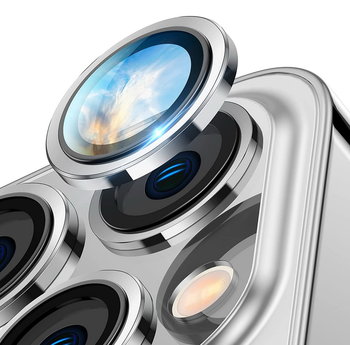 Eagle Eye Lens szkło + metalowa ramka na tylną kamerę aparat do iPhone 14 Pro/14 Pro Max (1 szt.) (Silver) - Ex pro