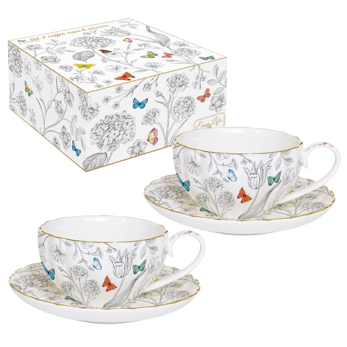 Zdjęcia - Serwis do herbaty Easy Life Pudełko 2 Filiżanki Cafe 10Cl Z Porcelainy 