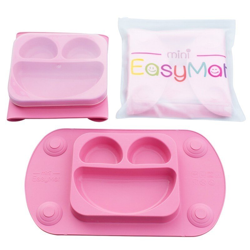Фото - Дитячий посуд EasyTots - EasyMat Mini 2in1 PINK silikonowy talerzyk z podkładką - lunchb