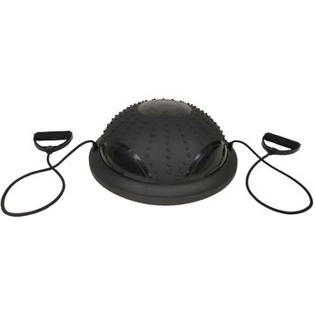 EB Fit, Bosu trener równowagi z linkami + pompka, czarny, 46cm - EB Fit