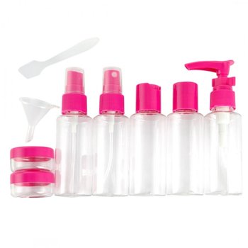 ECARLA - Zestaw pojemniczków i akcesoriów podróżnych 9w1, fuksja - eCarla