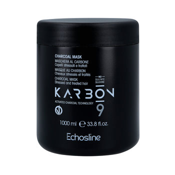 Echosline Karbon 9 Charcoal Vegan Organic, Intensywnie Regenerująca Wegańska Maska Do Włosów Zniszczonych, 1000ml - Echos Line