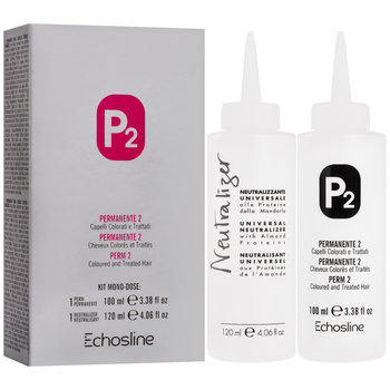 Echosline P2 Perm 2 i neutralizer - zestaw do trwałej ondulacji dla włosów farbowanych i po zabiegach chemicznych - Echosline