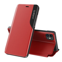 Eco Leather View Case Elegancki Futerał Etui Z Klapką I Funkcją Podstawki Iphone 13 Pro Czerwony-Zdjęcie-0