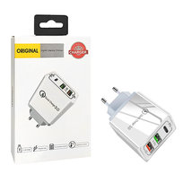 Ecobox Ładowarka Sieciowa 2.4A  20W Biała 3.0  2Xusb 1Xpd Single