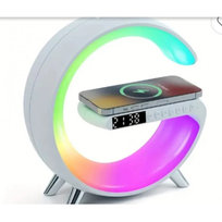 ECOBOX LAMPKA NOCNA LED ŁADOWARKA INDUKCYJNA QI GŁOŚNIK ZEGAR BUDZIK RGB