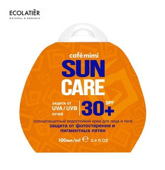 Ecolatier CAFE MIMI Przeciwsłoneczny krem do twarzy i ciała SPF+30 Ochrona przed fotostarzeniem i plamami pigmentacyjnymi 100ml - Ecolatier