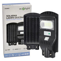 EcoLight Lampa Uliczna Ogrodowa Solarna Zewnętrzna LED Czujnik Ruchu 30W