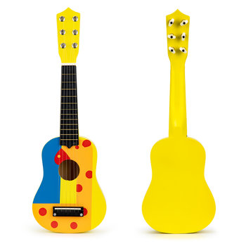 Ecotoys, gitara dla dzieci drewniana, metalowe struny, Żółta - Ecotoys